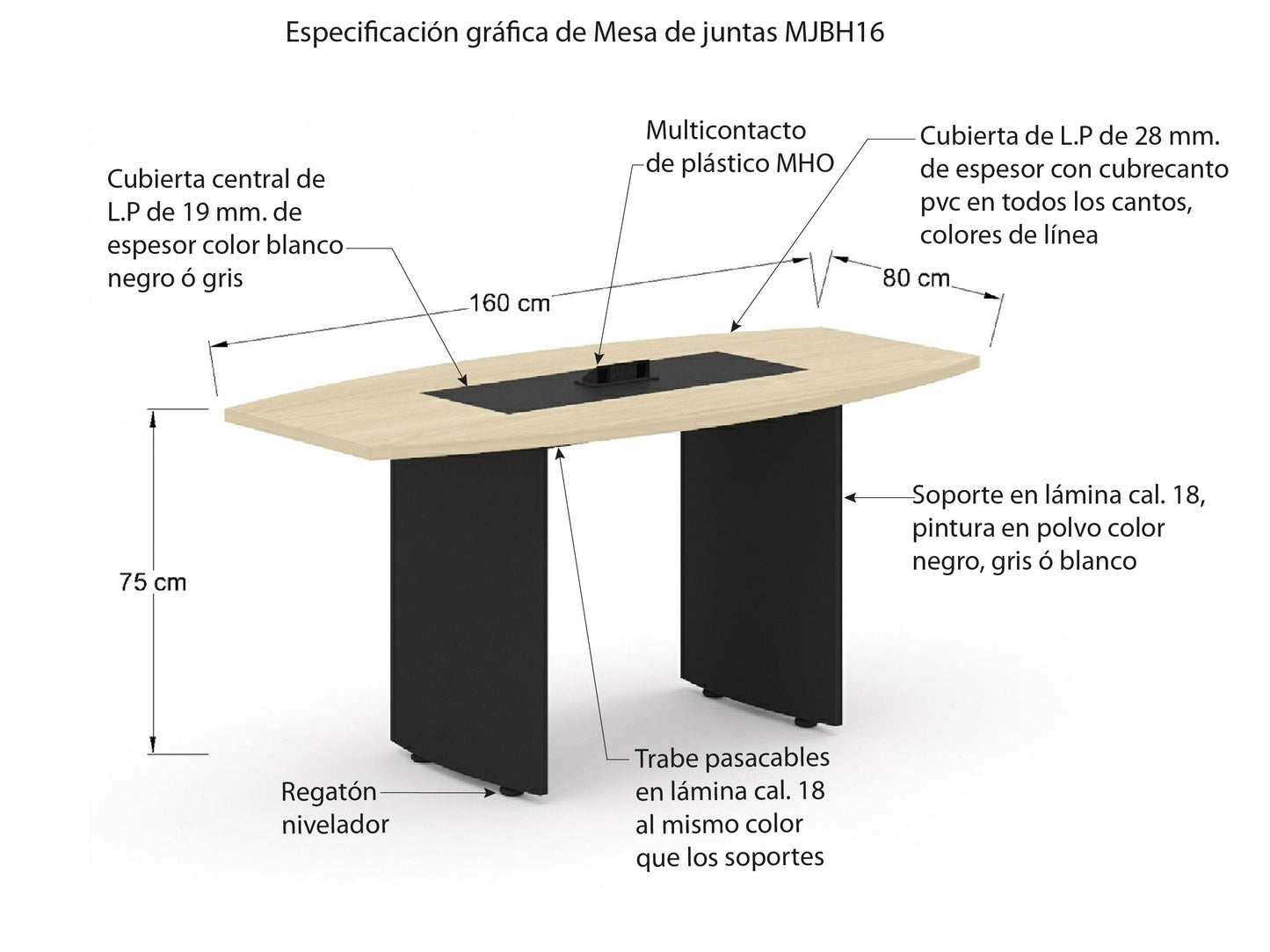 Mesa de juntas MJBH16