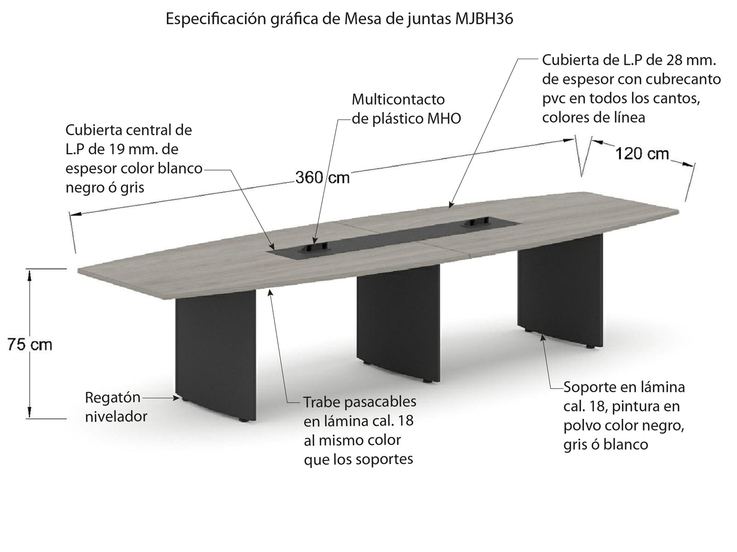 Mesa de juntas MJBH36