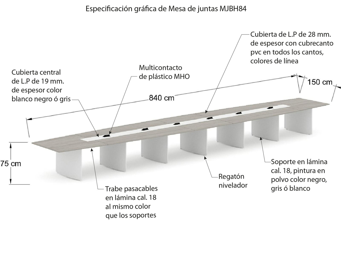 Mesa de juntas MJBH84