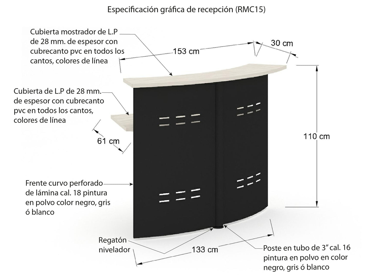 Módulo para recepción curvo RMC15