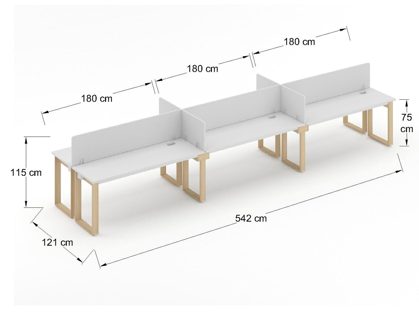Modulo en Espejo 6 lugares de 180cm 6TPY18