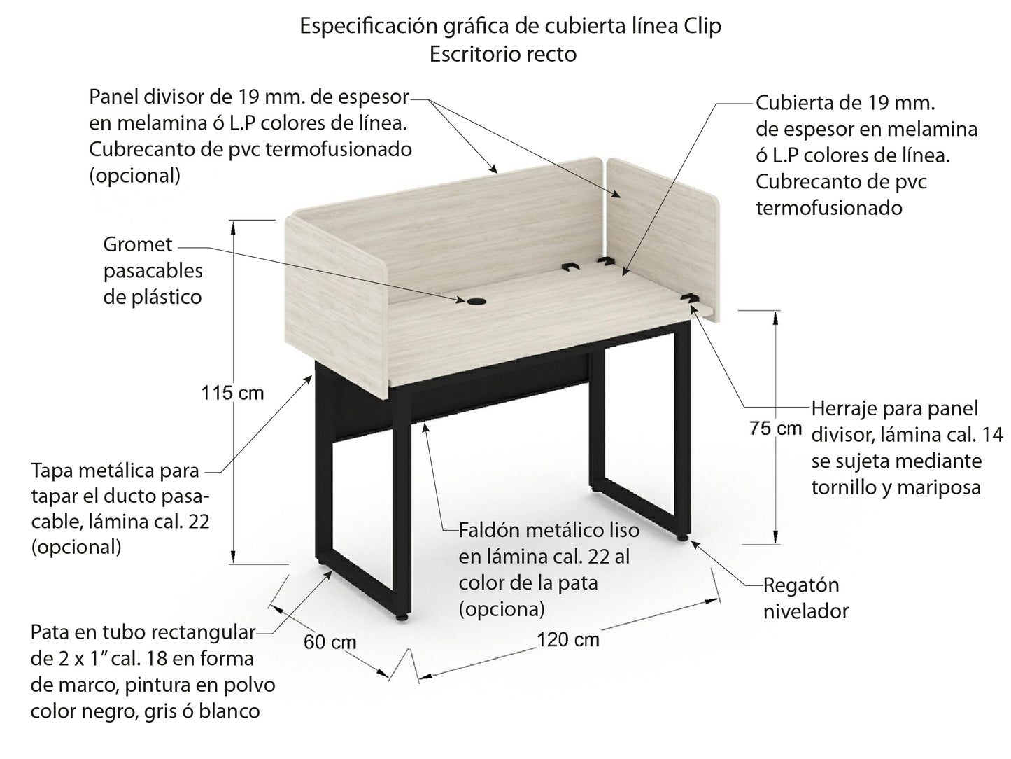 Escritorio individual Clip CNMC 1.419