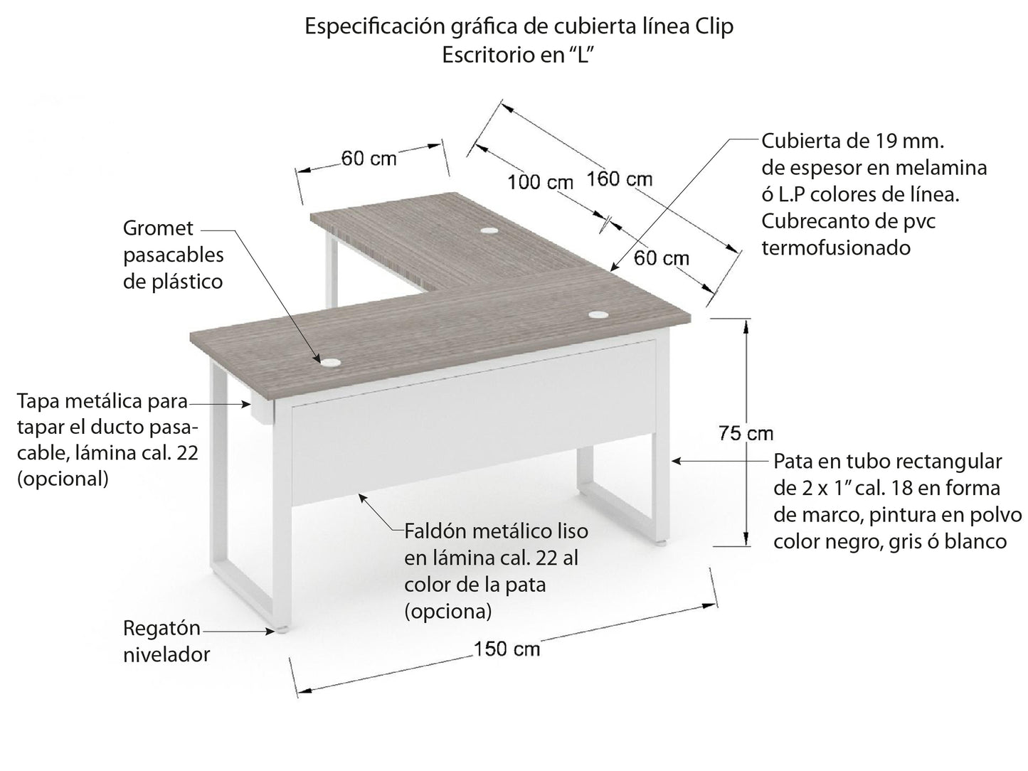 Escritorio individual Clip CNMC 1.1719