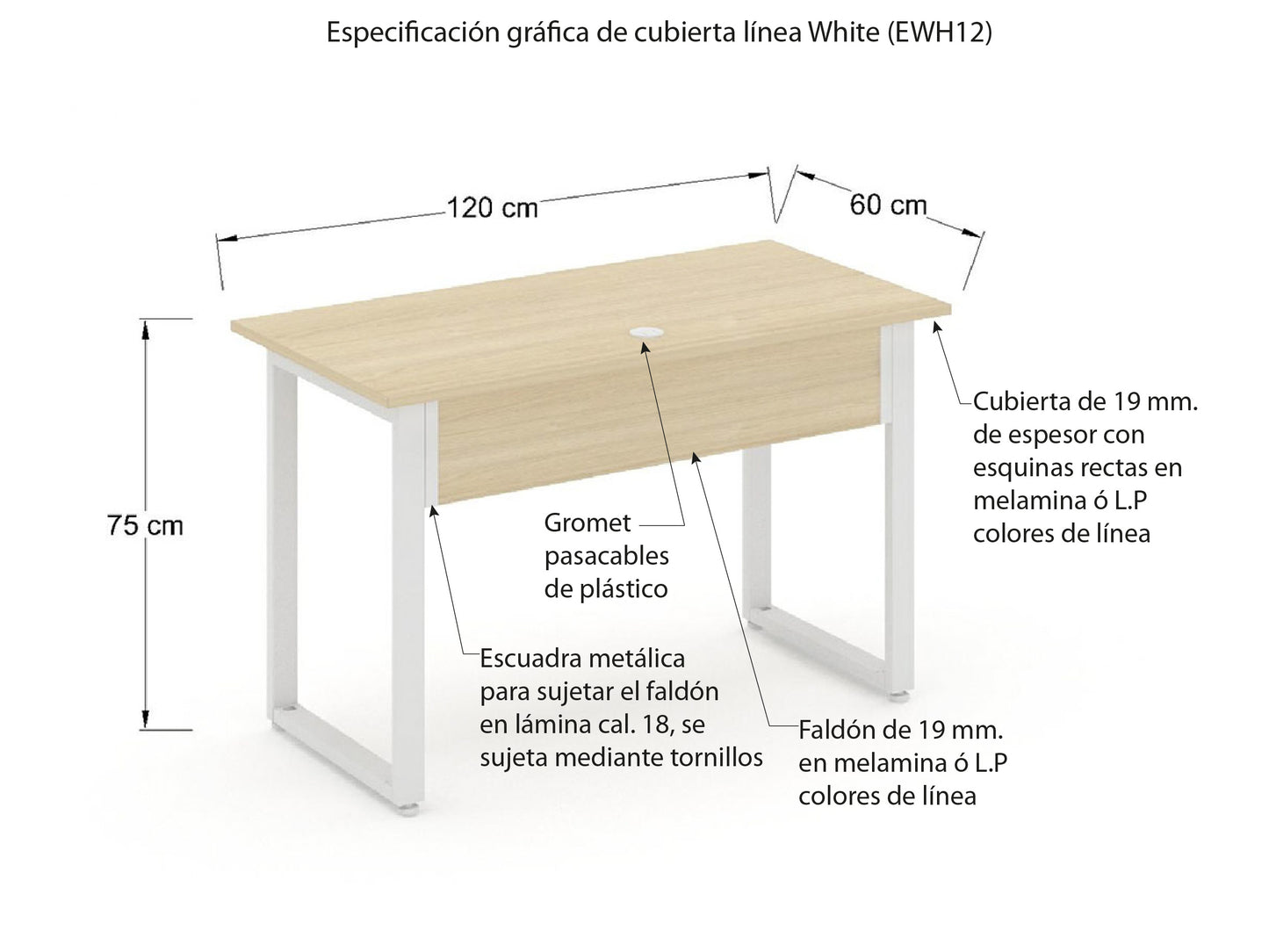 Escritorio Individual EWH12WH