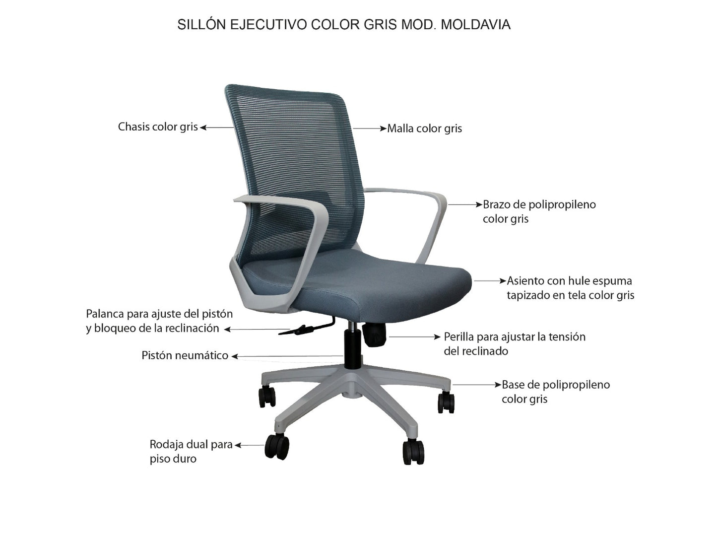 Silla Ejecutiva Aura Gris