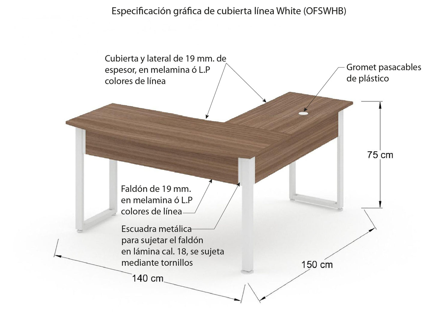 Escritorio con lateral OFSWH