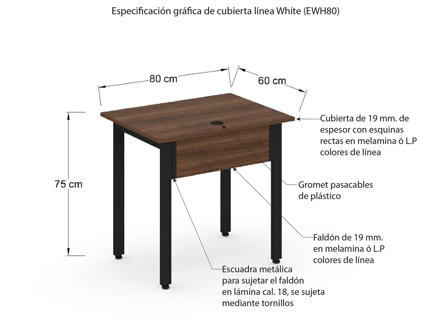 Escritorio Individual AEWH80WH