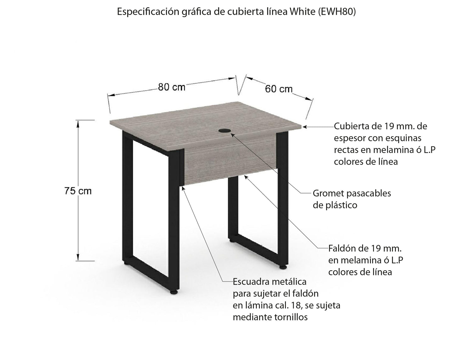 Escritorio Individual EWH80WH