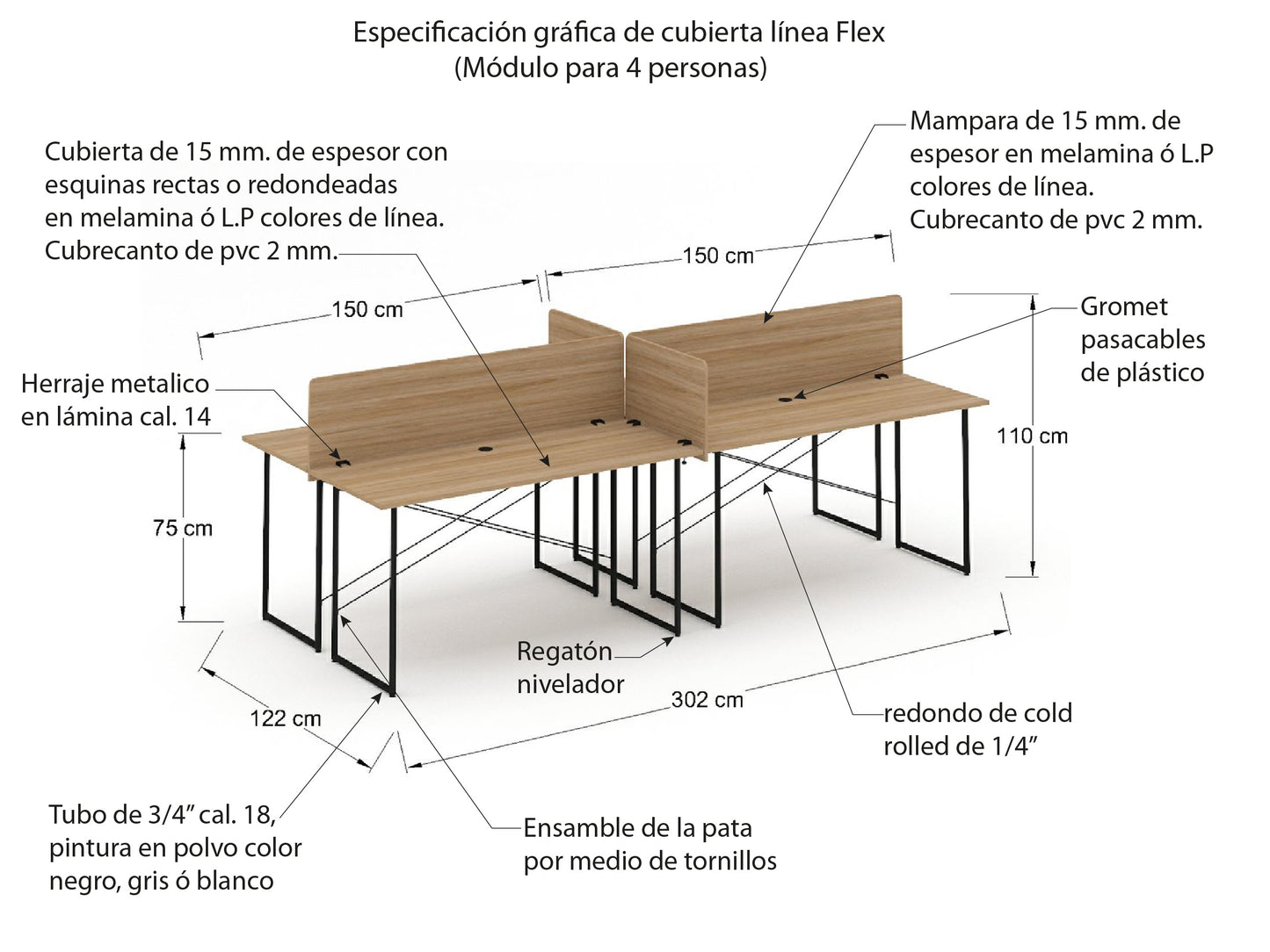 Escritorio para Cuatro Personas LX 302-122