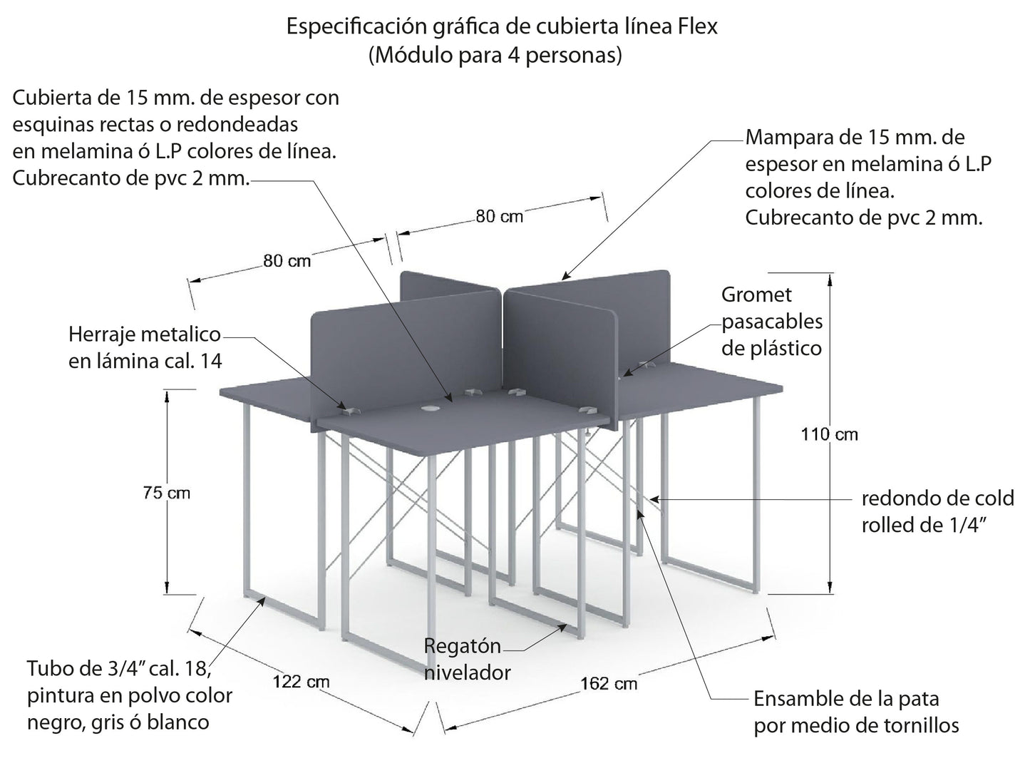 Escritorios para 4 personas LX162-122