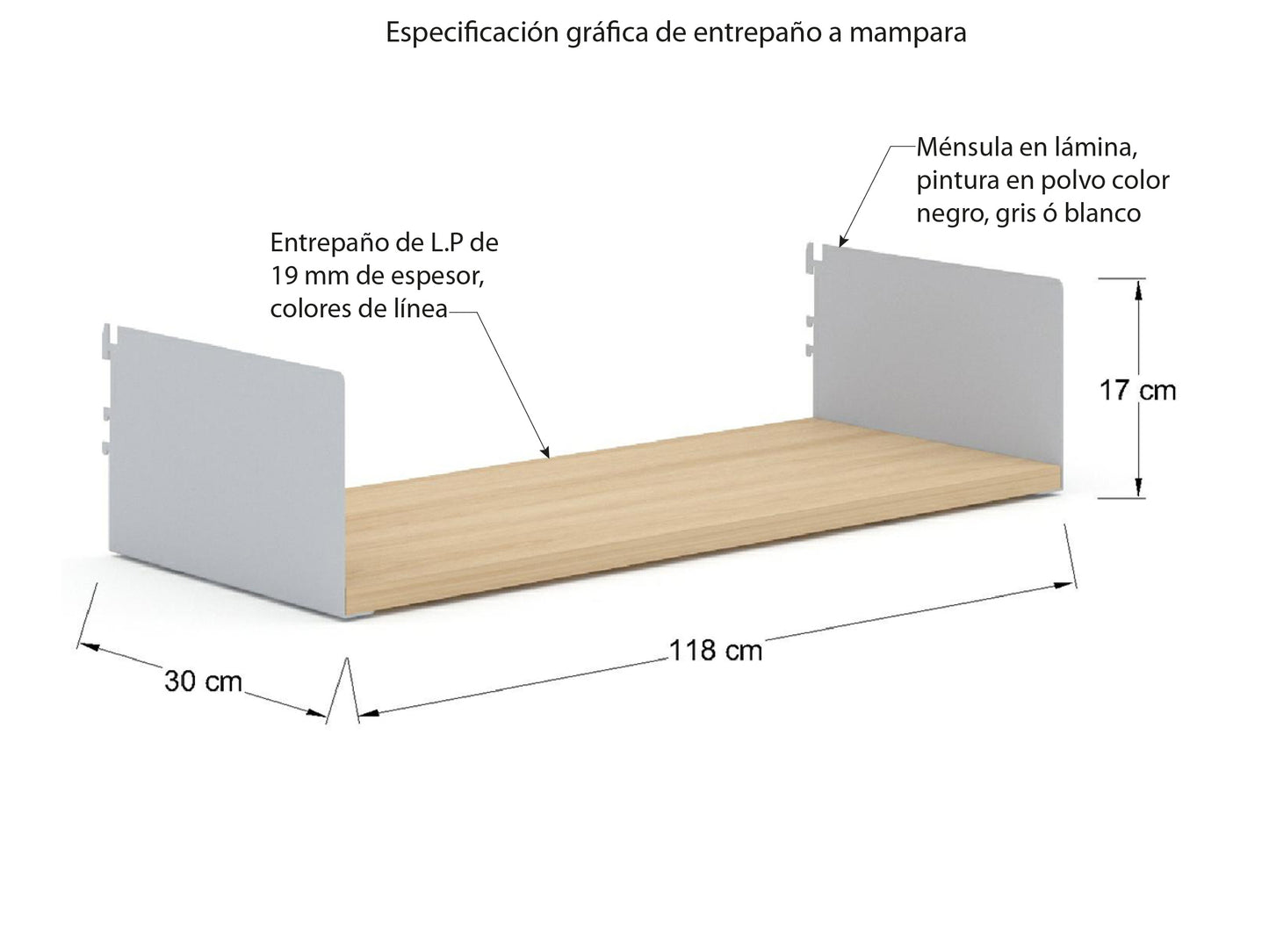 Entrepaño para mampara LEA120