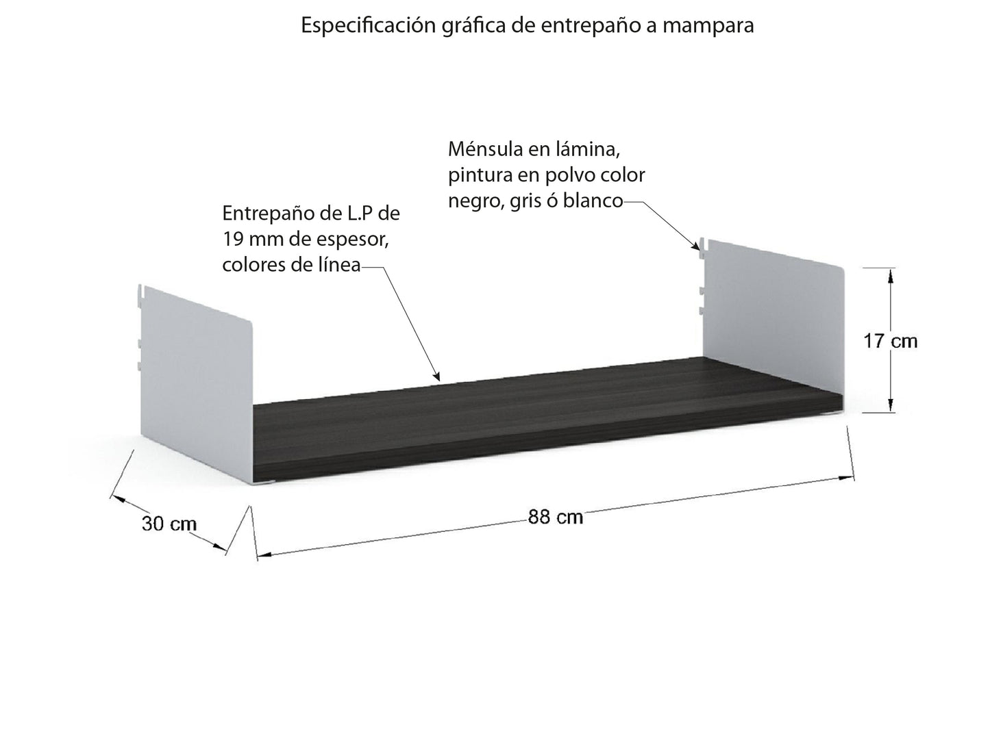 Entrepaño para mampara LEA90