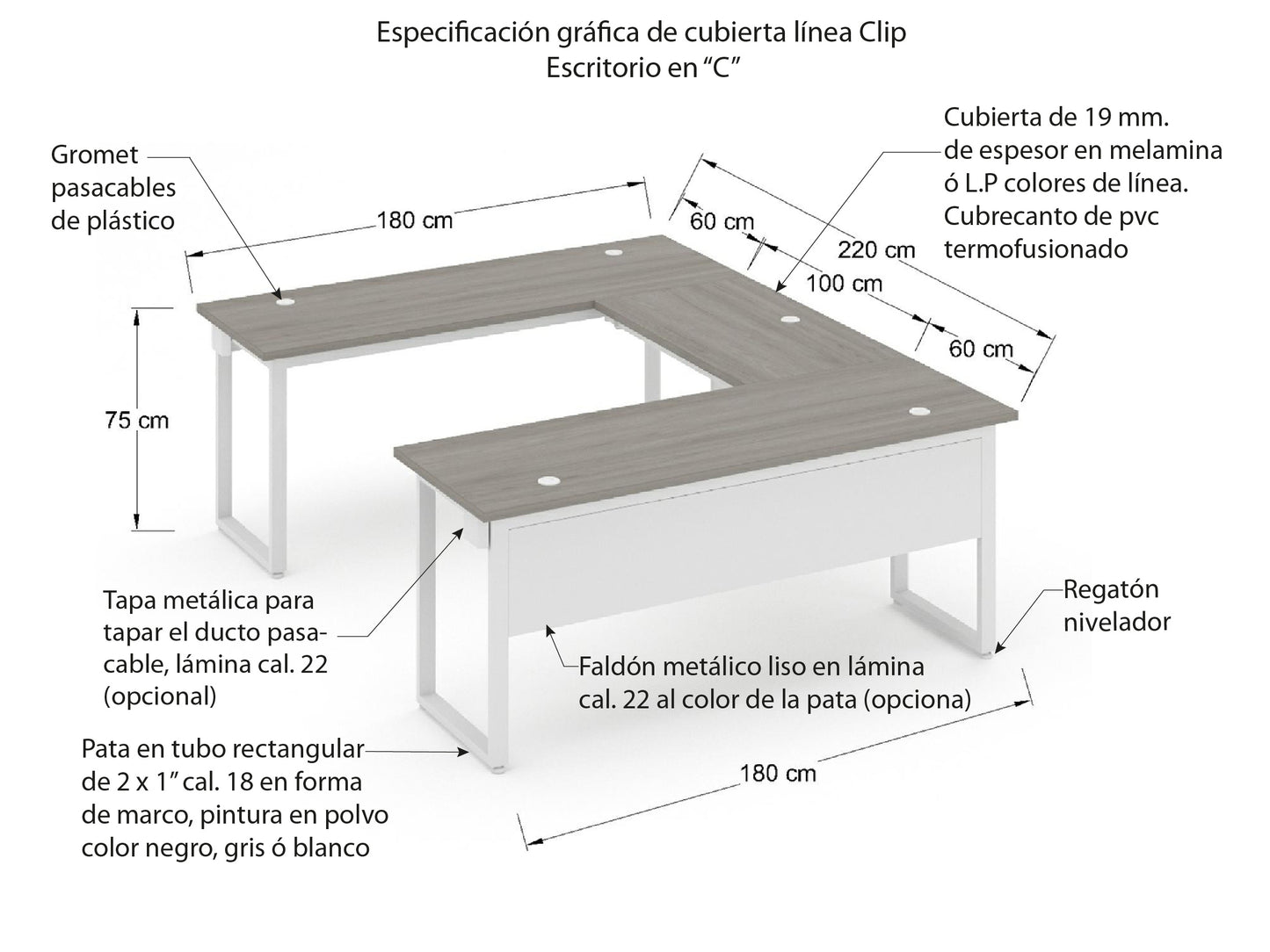 Escritorio individual Clip CNMC 1.1919