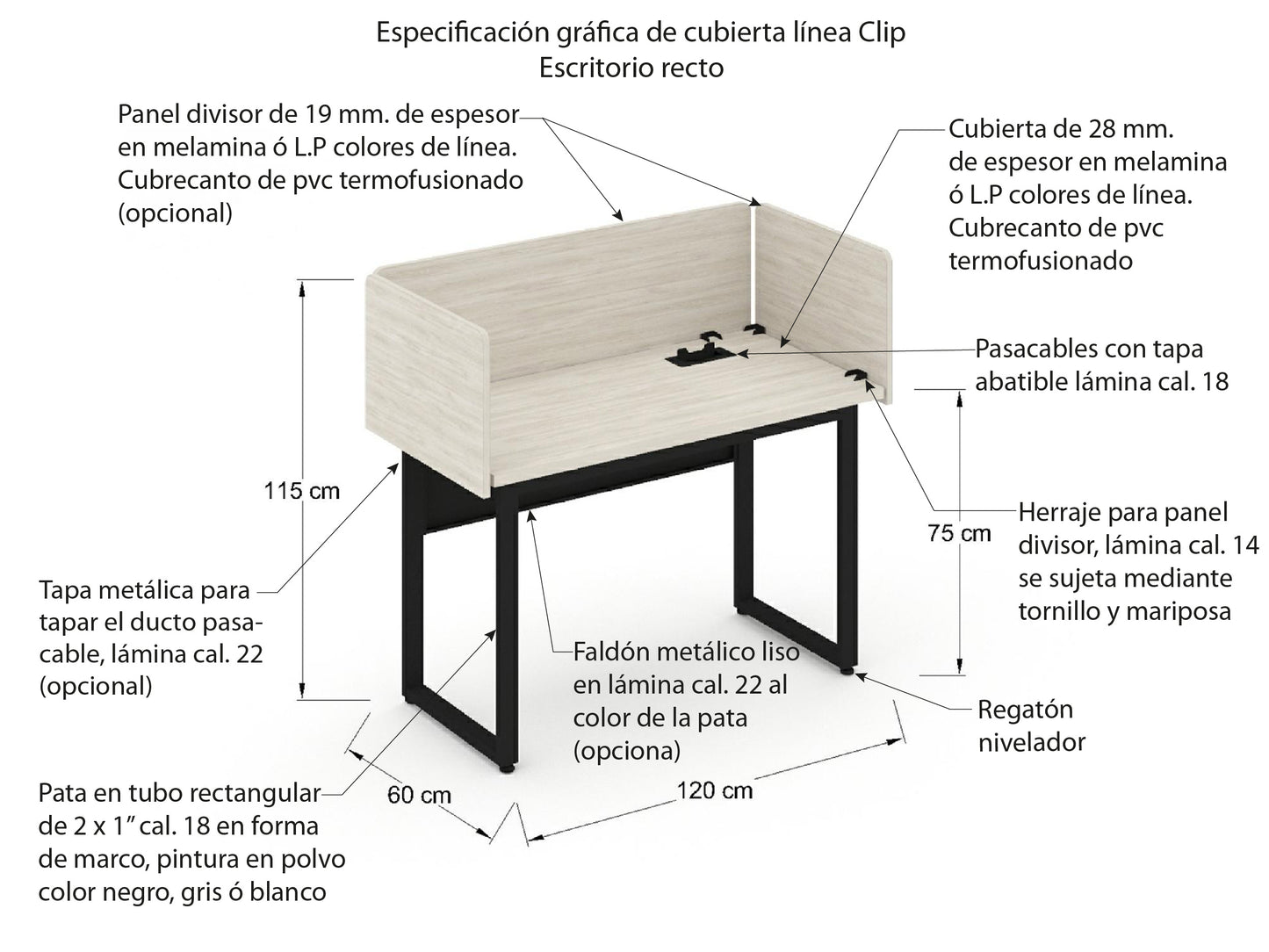 Escritorio individual Clip CNMC 1.428