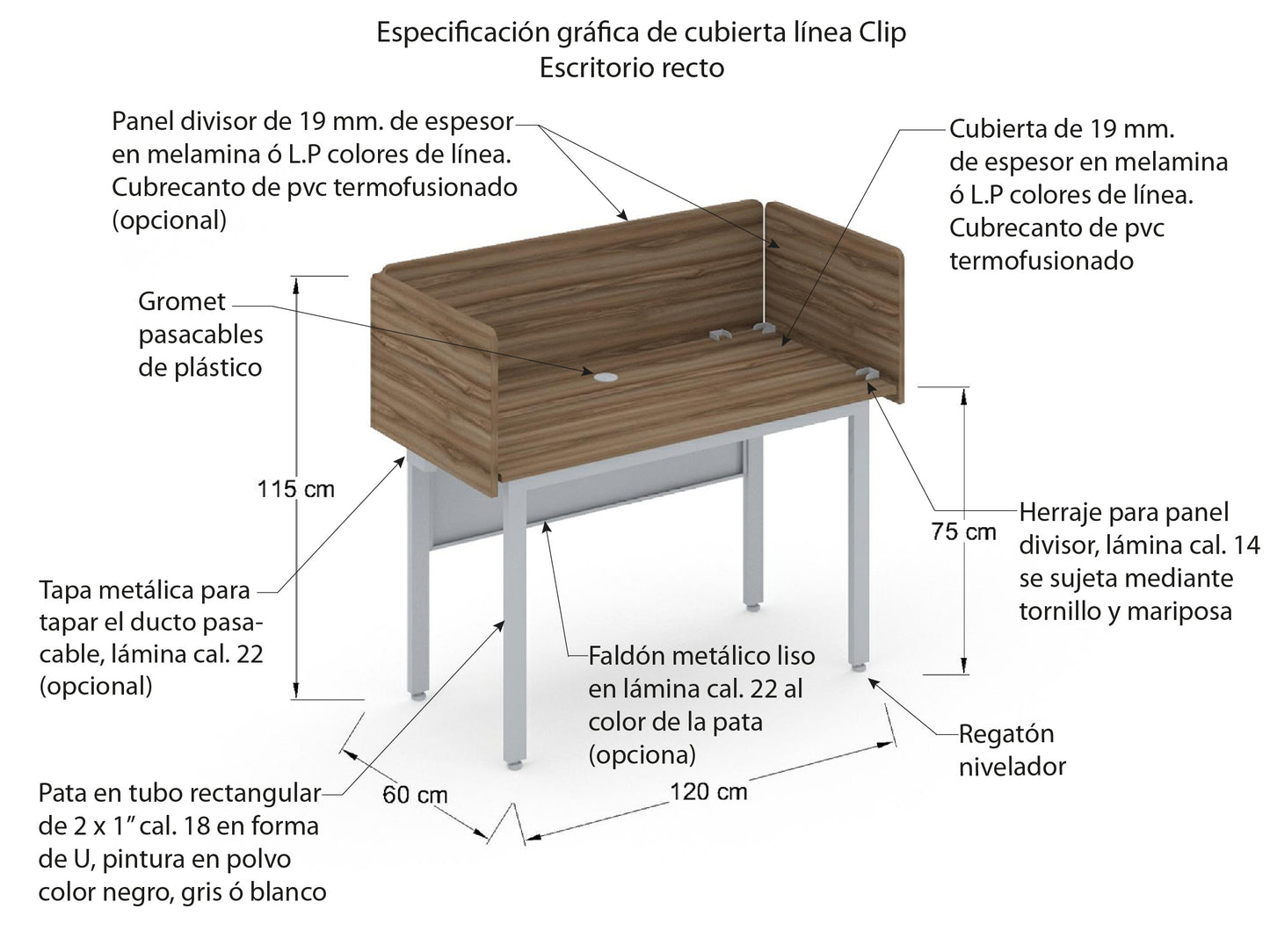 Escritorio individual Clip CNMA 1.119