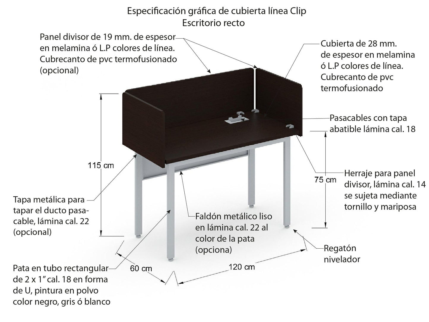 Escritorio individual Clip CNMA 1.228