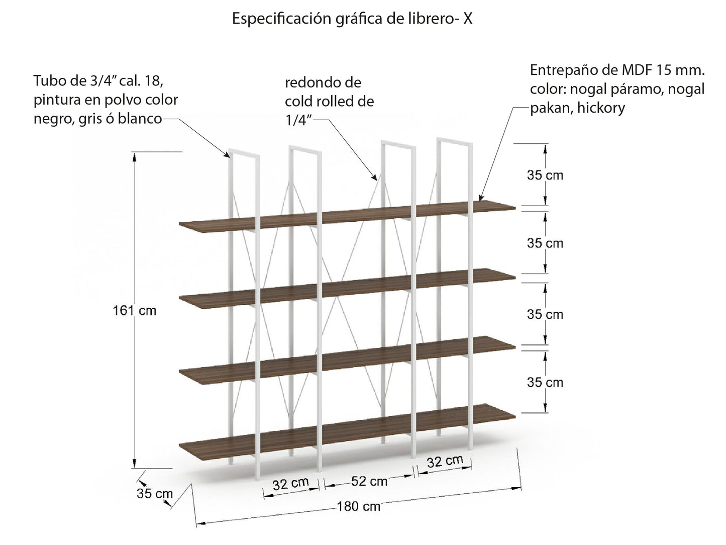 Librero de 4 entrepaños LSO6