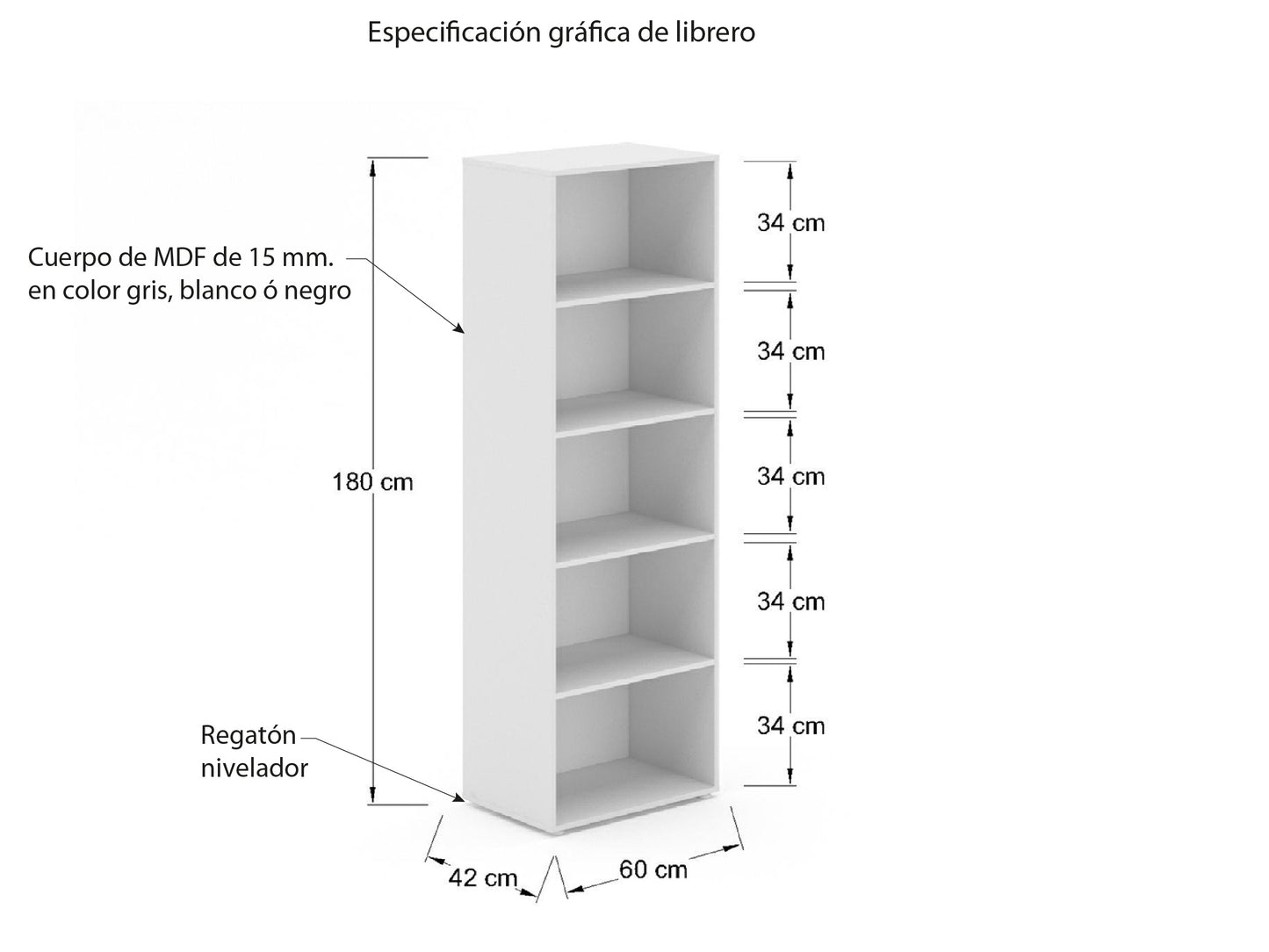 Librero abierto LAMF18