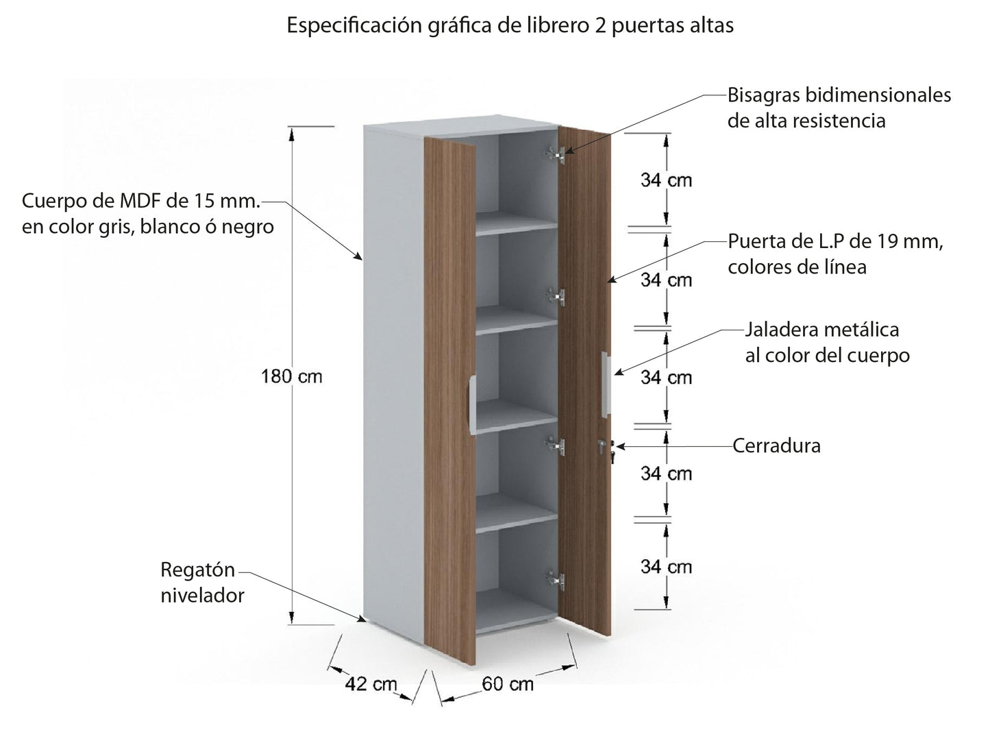 Librero de cuatro entrepaños LPMF18