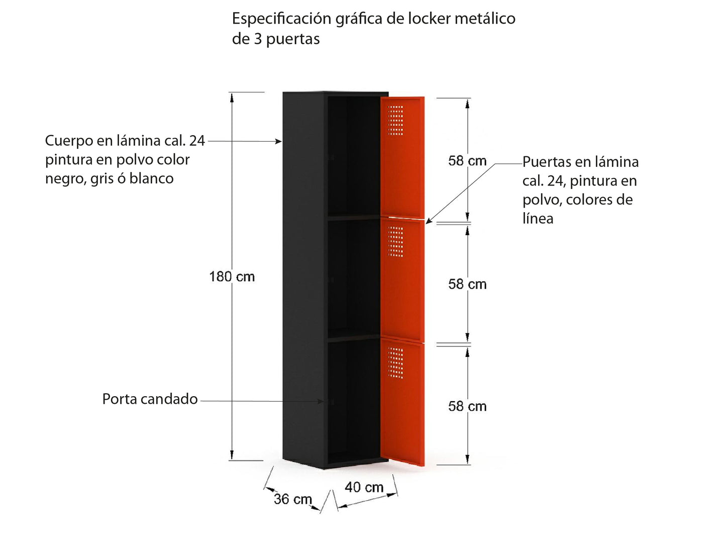 Locker en Metálico LCK3PP-C